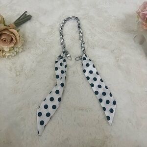 🛍️2/$30 Polka Dot Scarf Chain Bag Strap - White with Black Dots